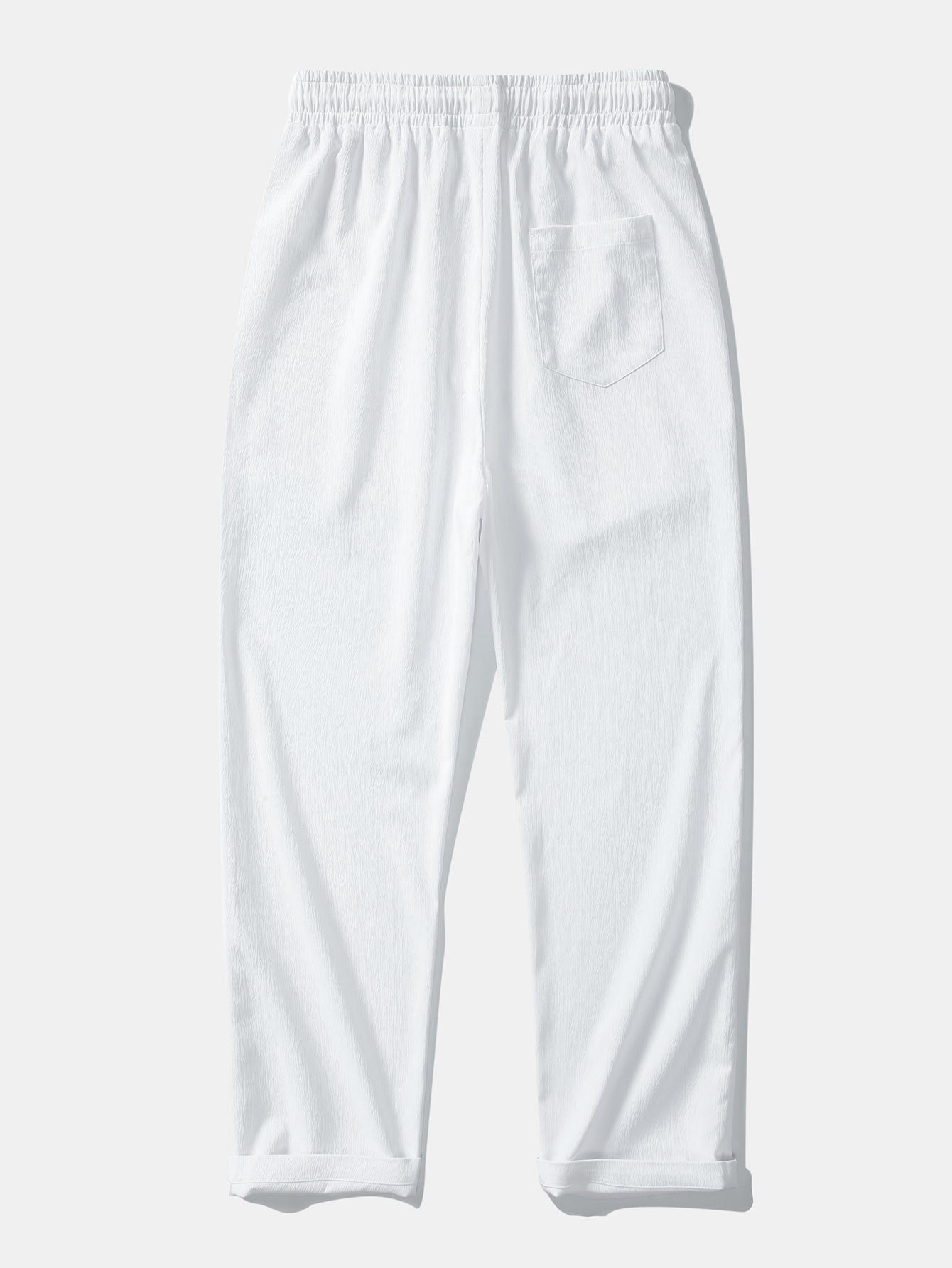 Stripe Linen Look Button Up Shirt & Crinkle Textured Straight Leg Pants