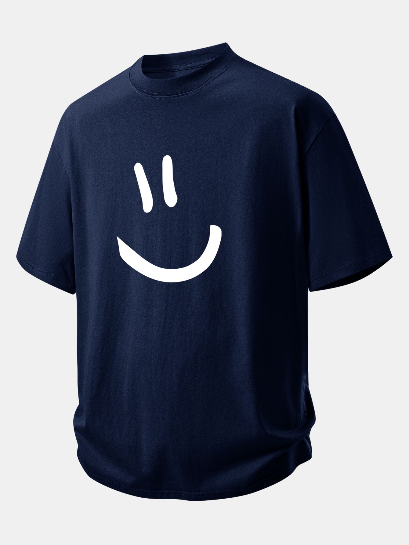 Relax Fit Smiley Face Print Cotton T-Shirt