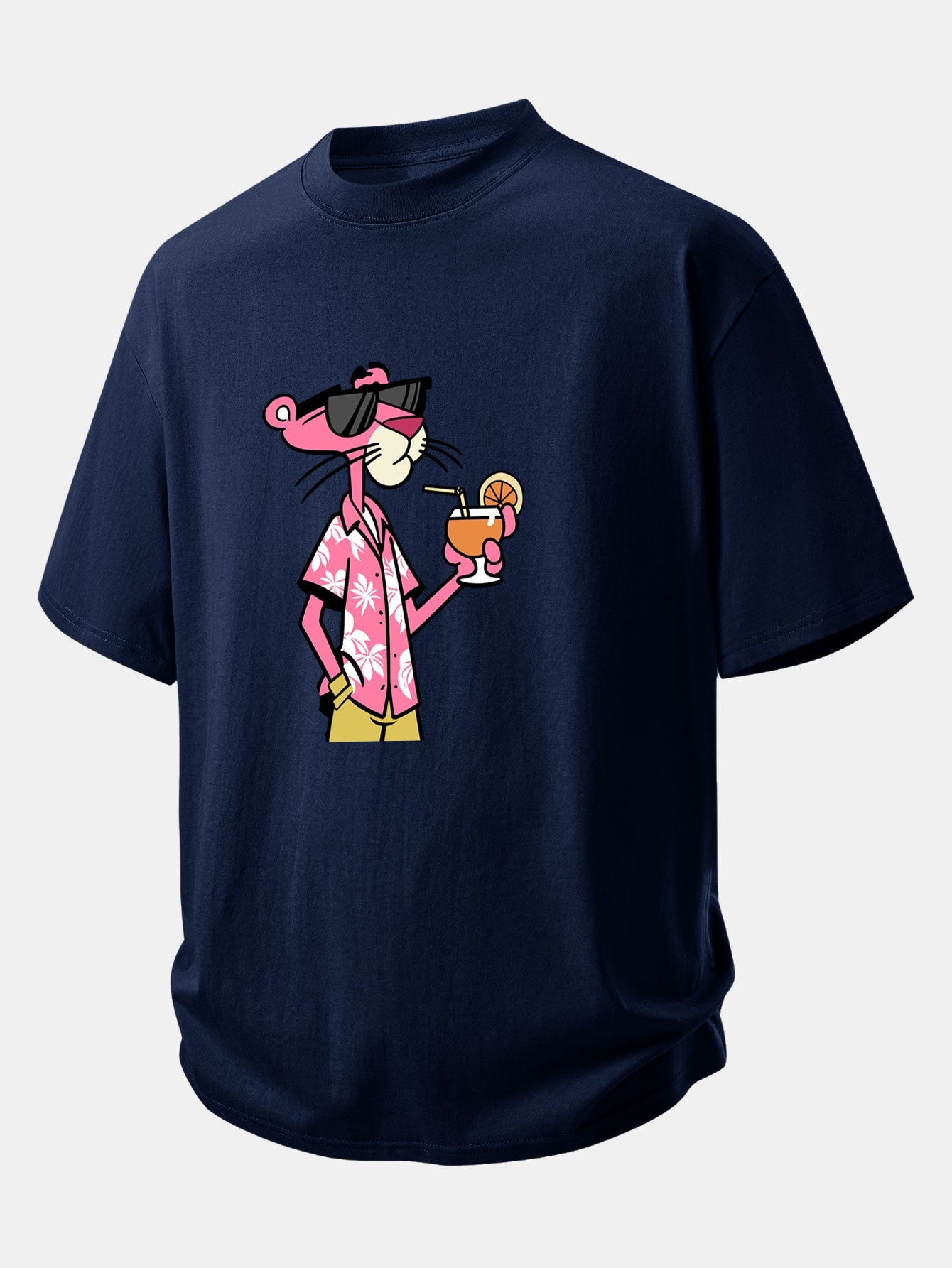 Relax Fit Vacation Pink Panther Print Cotton T-Shirt