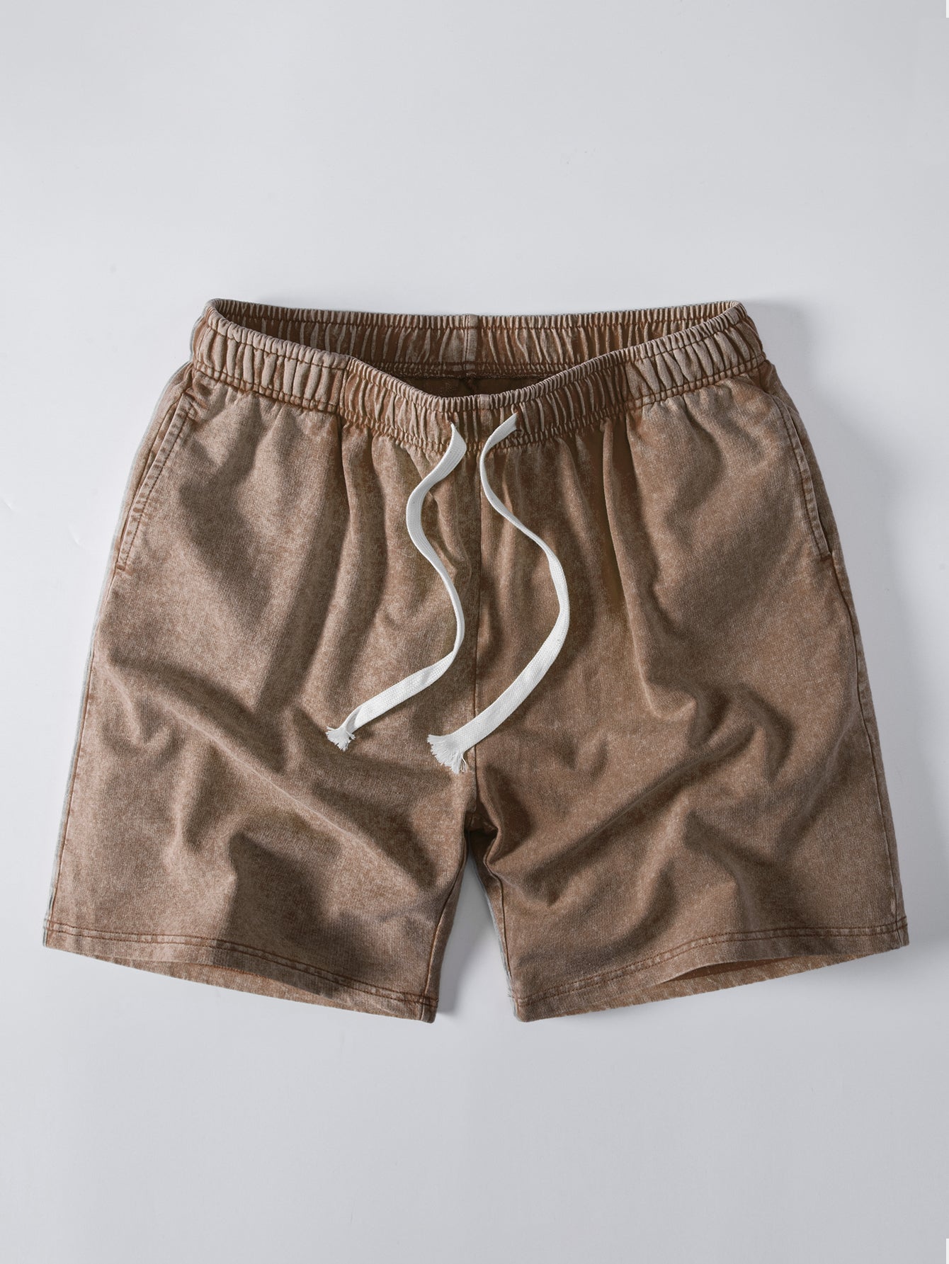 Washed Distressed Drawstring Shorts