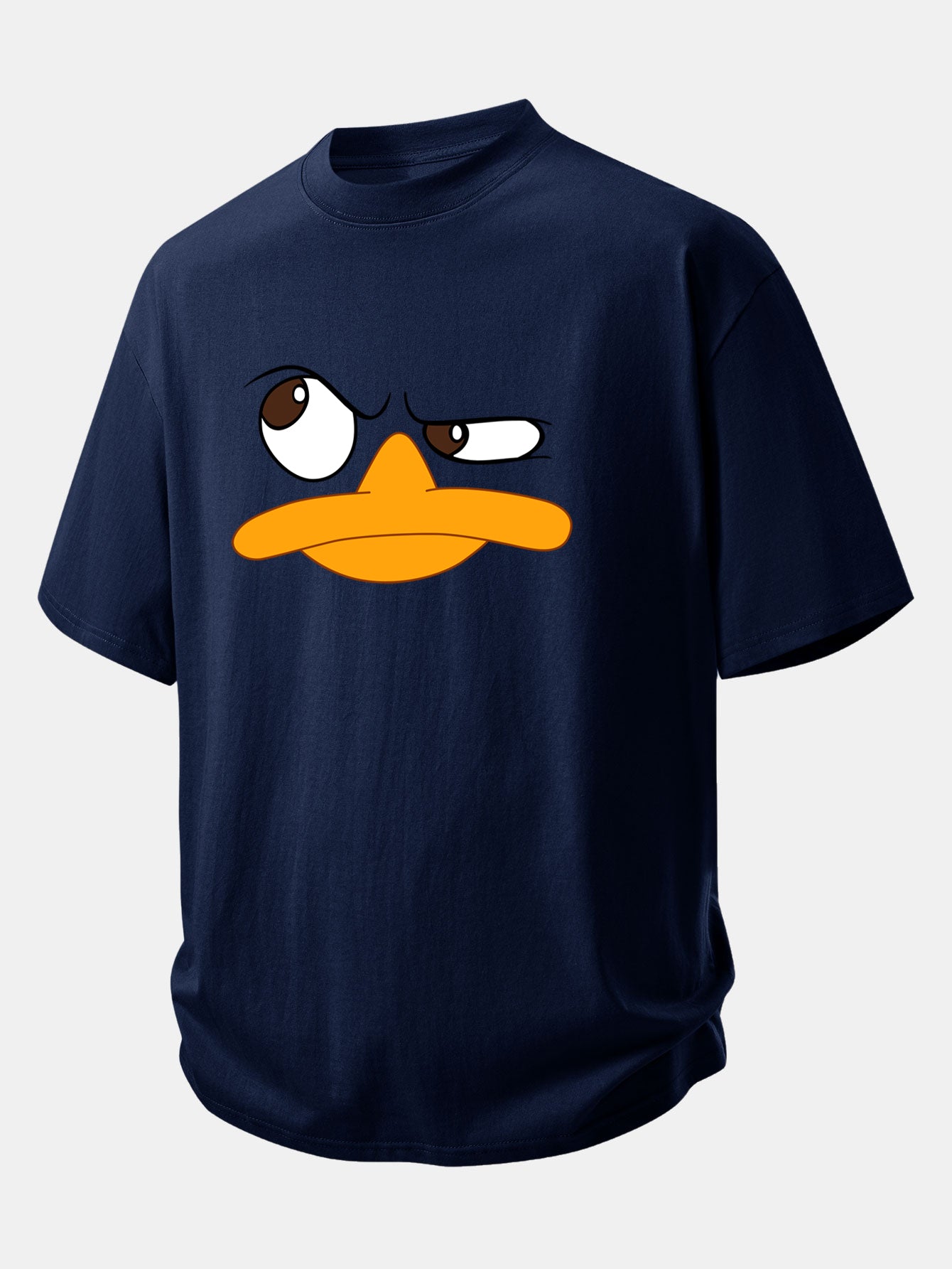 Relax Fit Emoji Duck Print Cotton T-Shirt