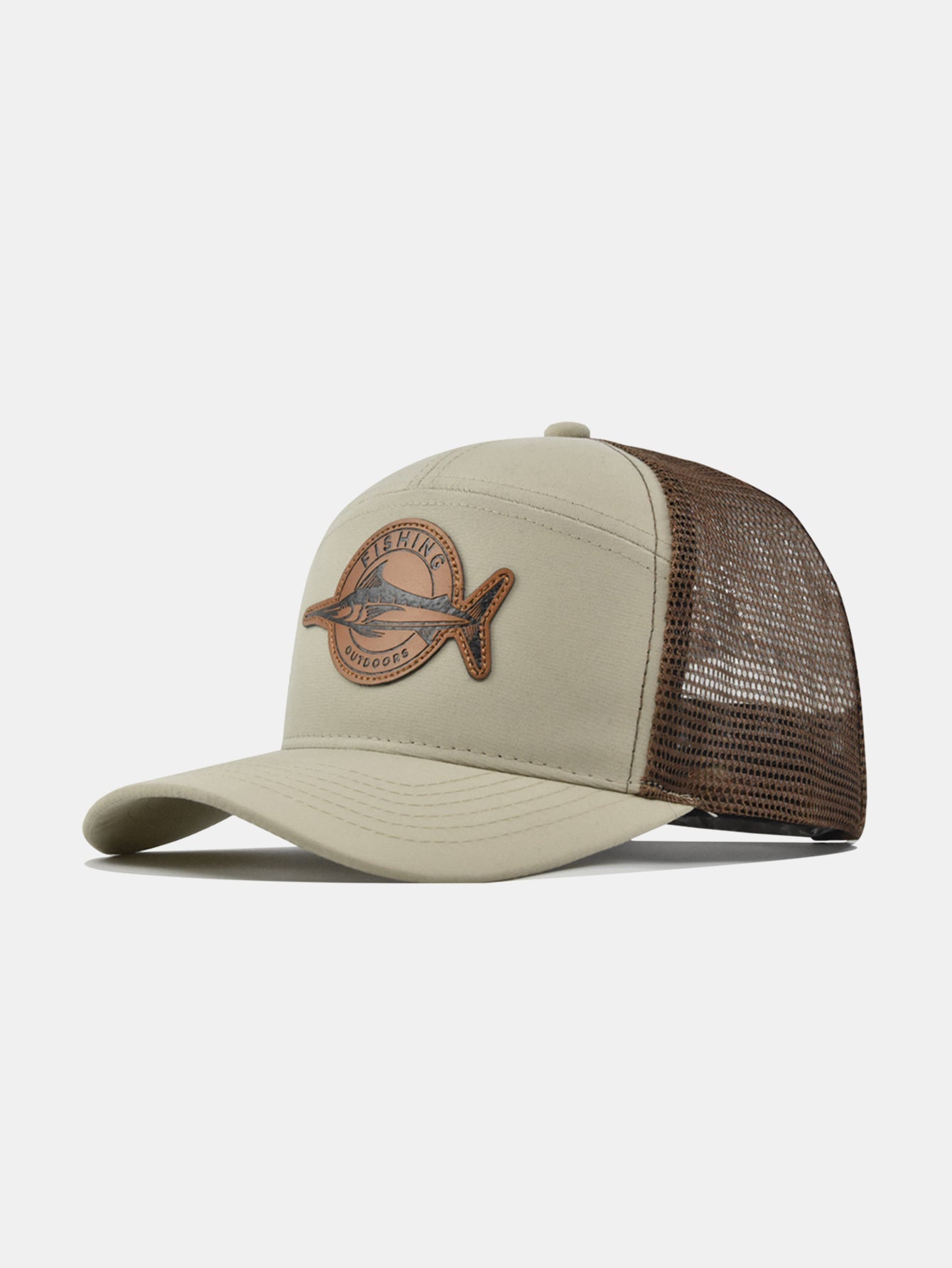 Fish-shaped Logo Truck Hat With Breathable Mesh Back Hood