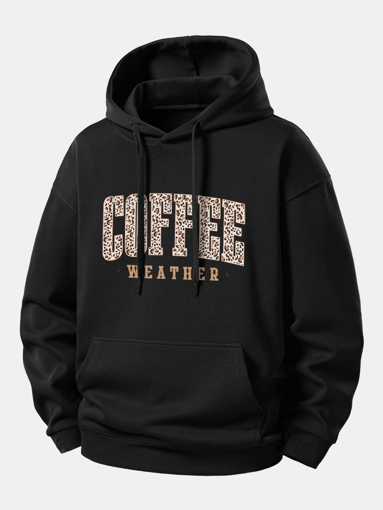 Leopard Coffee Weather Print Relax Fit Hoodie