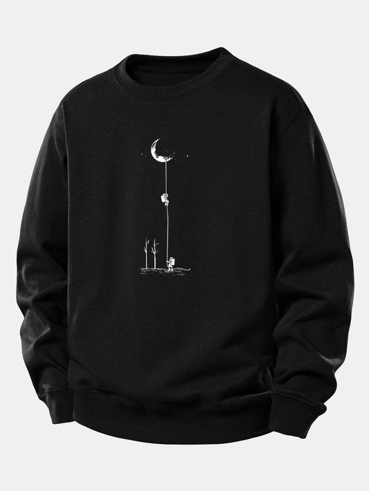 Lunar Astronaut Print Relax Fit Sweatshirt