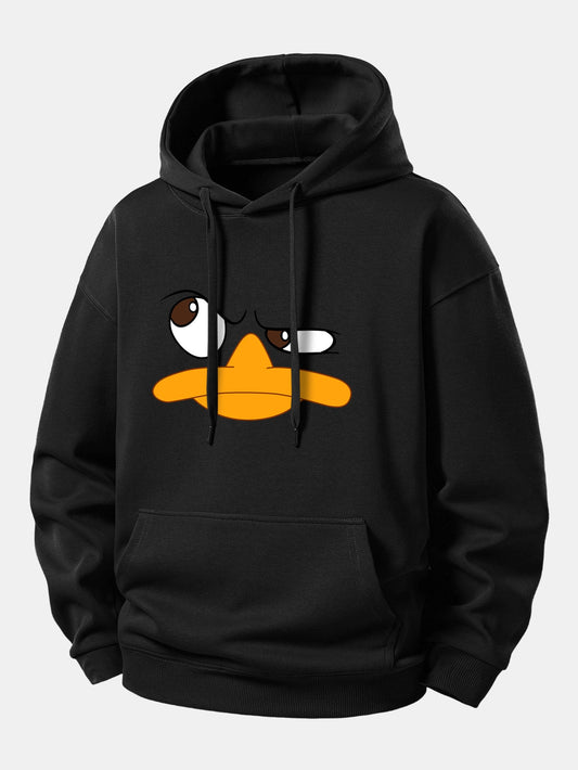 Emoji Duck Print Relax Fit Hoodie