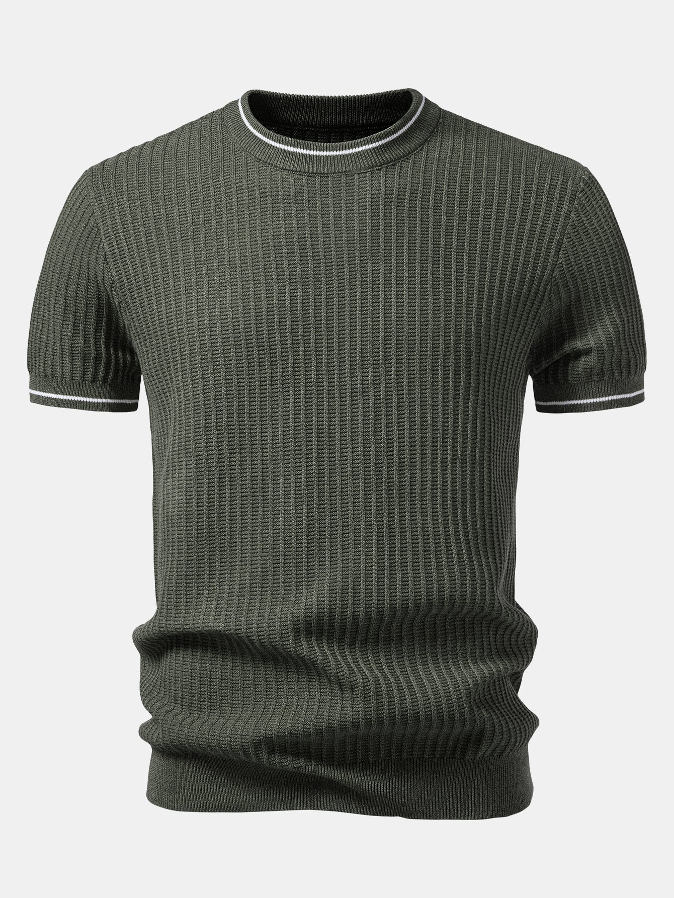Contrast Trim Waffle Knit T-Shirt