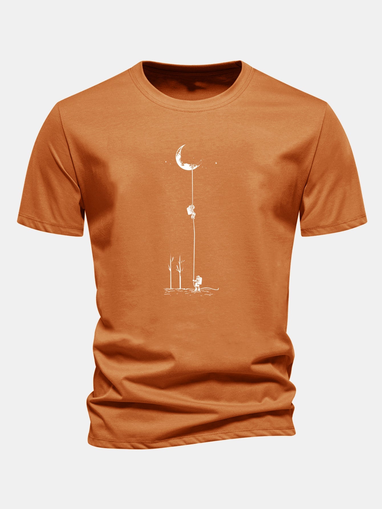 Regular Fit Lunar Astronaut Print Cotton T-Shirt
