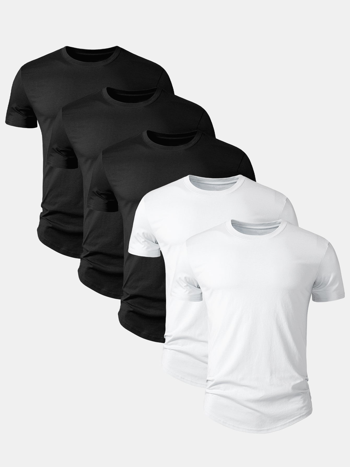 5 Pieces Basic Cotton Arc Hem T-Shirts