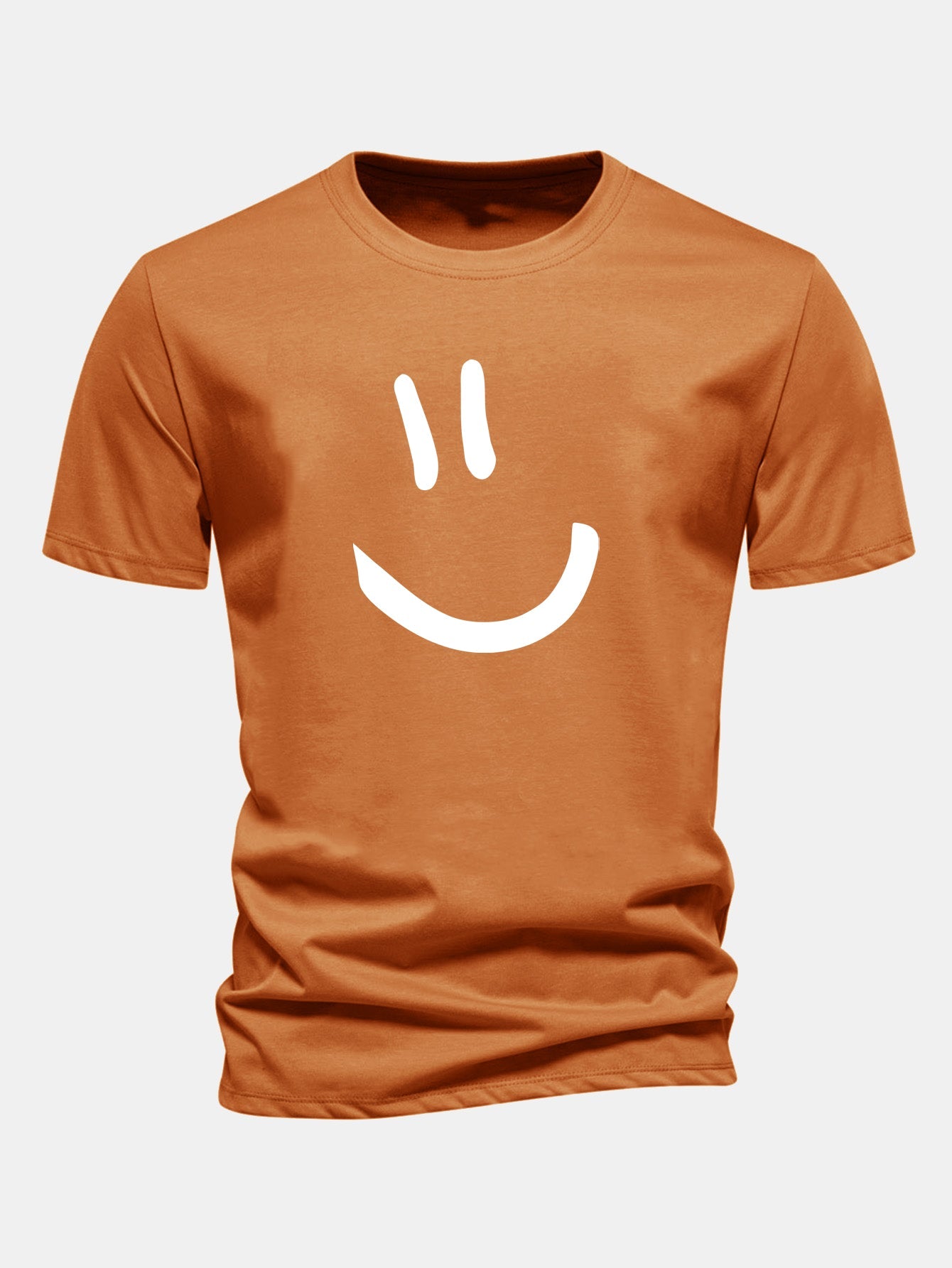 Regular Fit Smiley Face Print Cotton T-Shirt