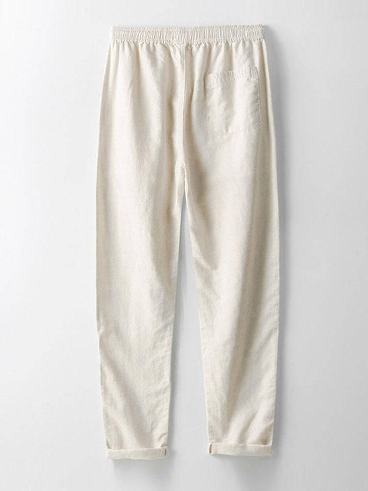 Geometric Jacquard Button Up Shirt & Straight Leg Linen Pants