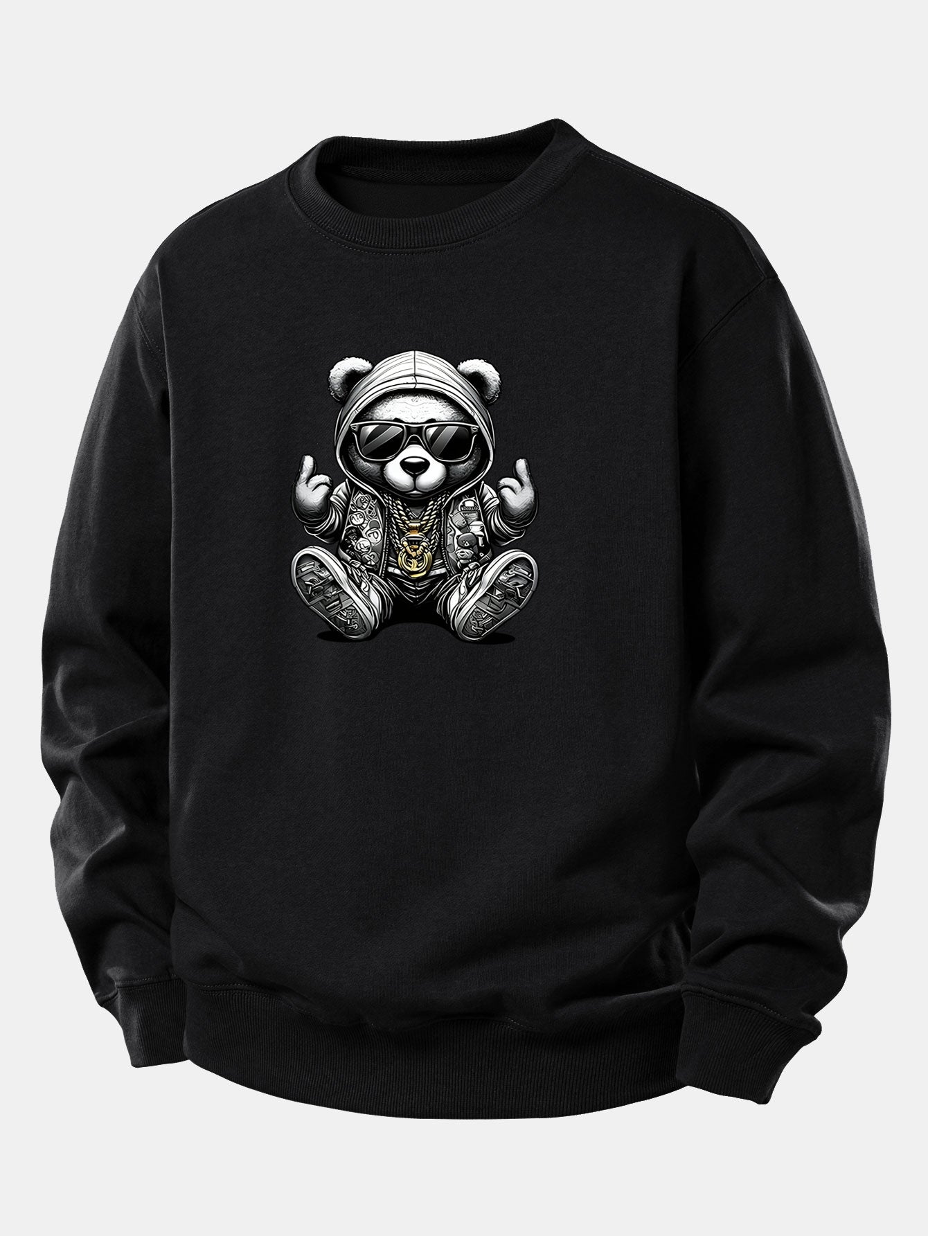 Hip Hop Bear Print Relax Fit Sweatshirt