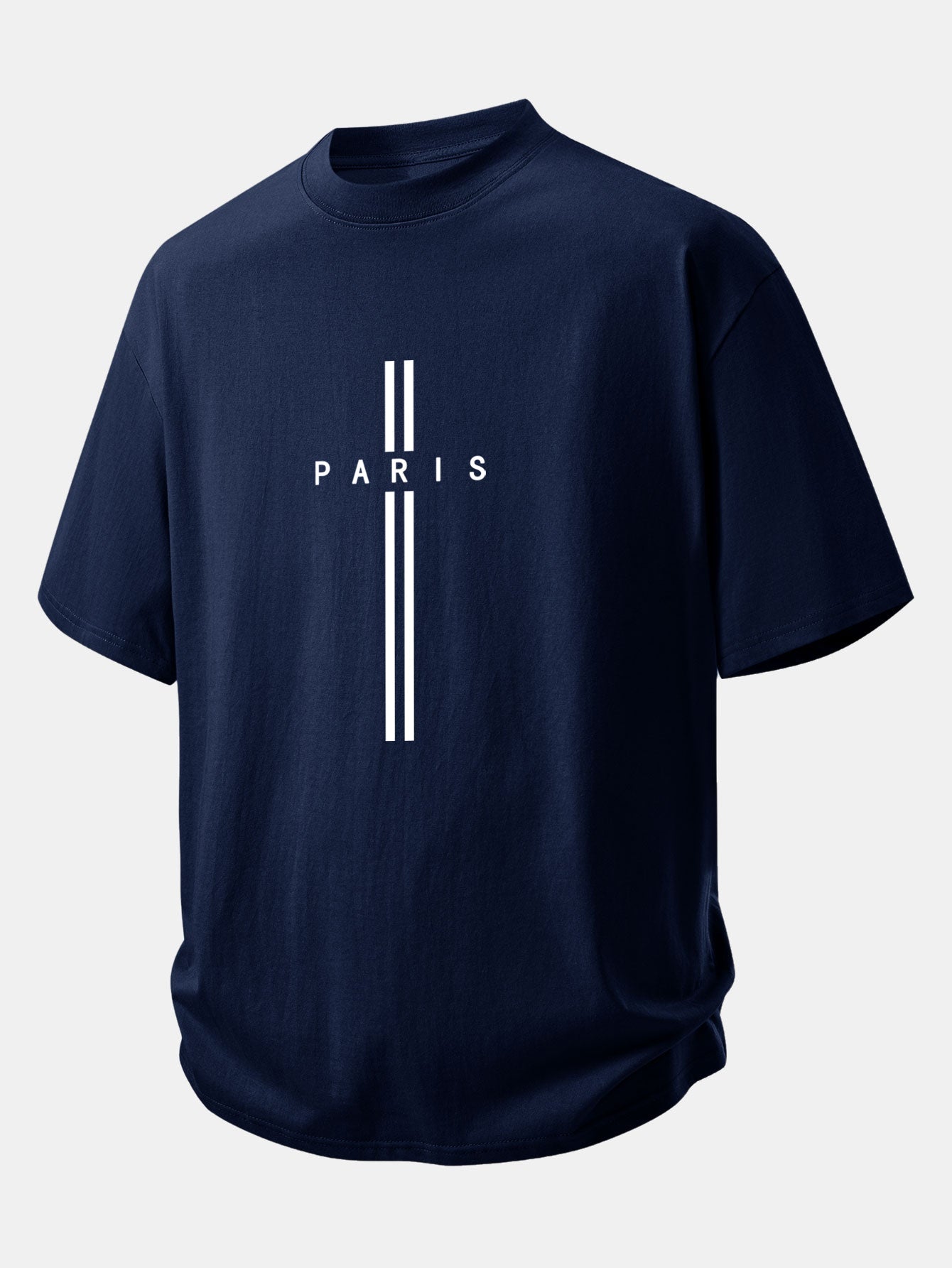 Relax Fit Paris Stripe Print Cotton T-Shirt