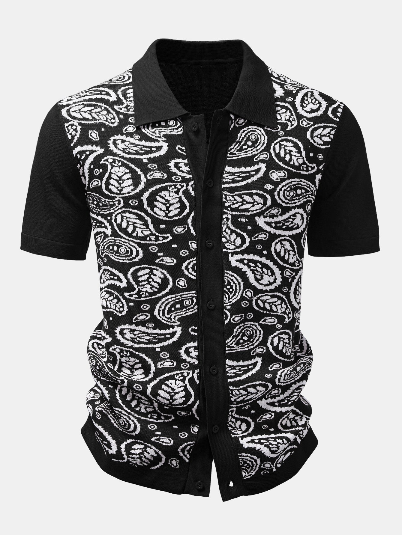 Paisley Button Up Knit Shirt & Knit Shorts