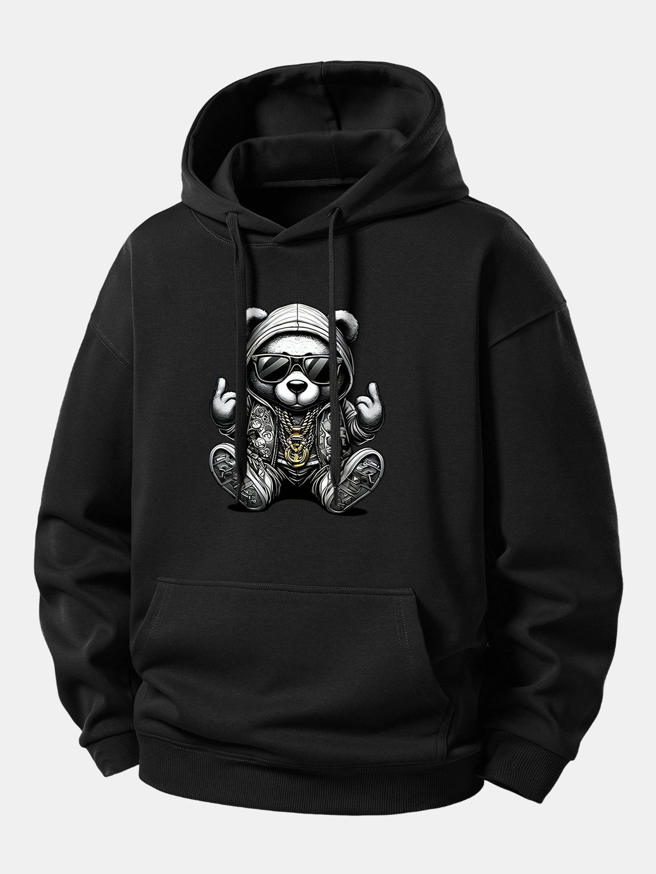 Hip Hop Bear Print Relax Fit Hoodie