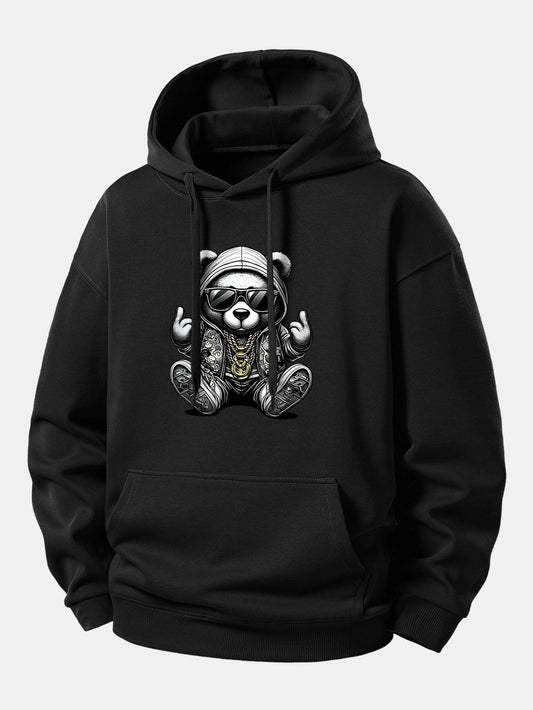 Hip Hop Bear Print Relax Fit Hoodie