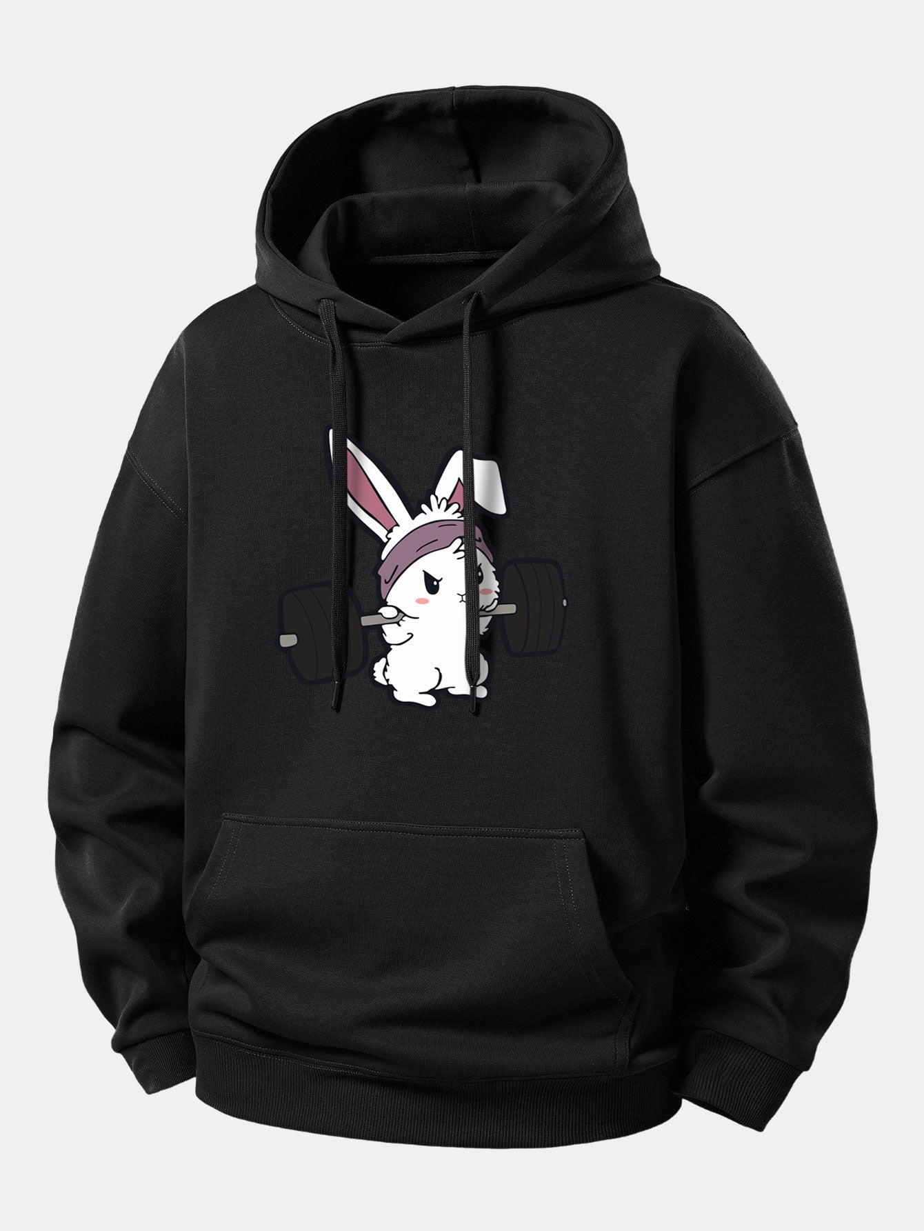 Fitness Rabbit Print Relax Fit Hoodie