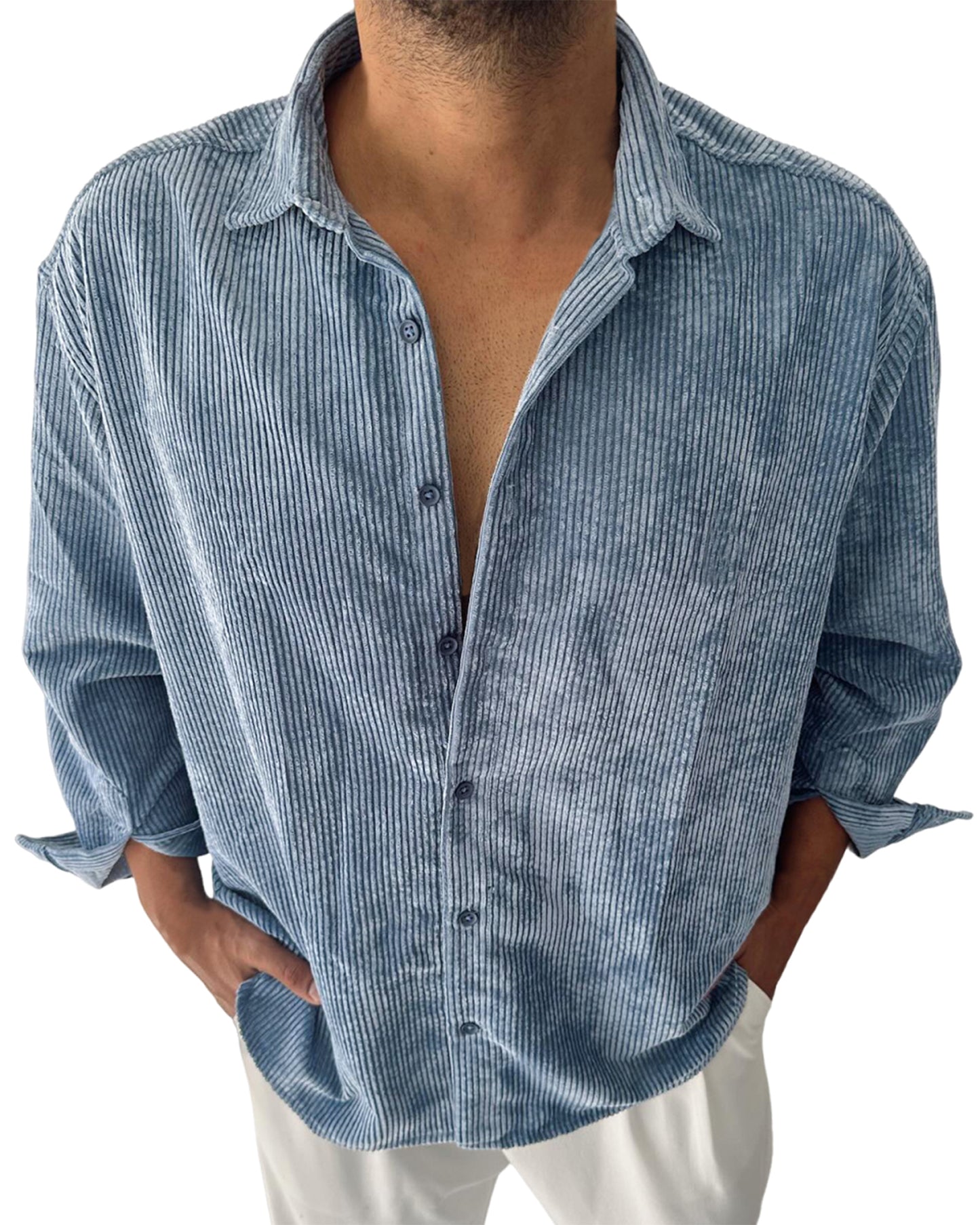 Men's Corduroy Stylish Casual Button Lapel Everyday Shirt