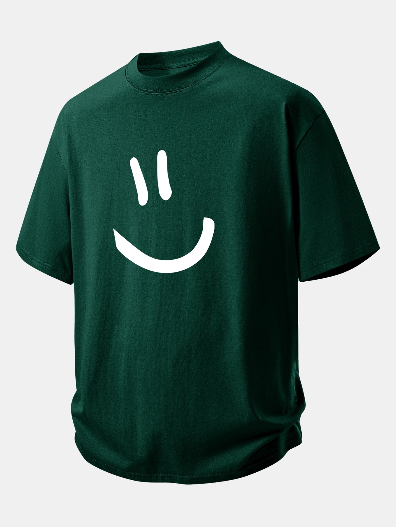Relax Fit Smiley Face Print Cotton T-Shirt
