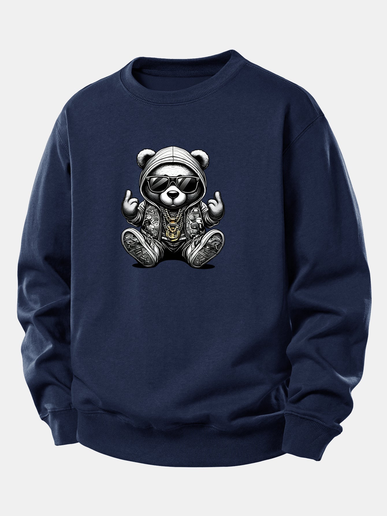 Hip Hop Bear Print Relax Fit Sweatshirt