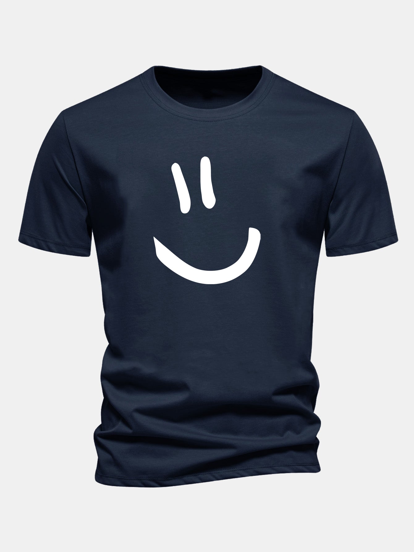 Regular Fit Smiley Face Print Cotton T-Shirt