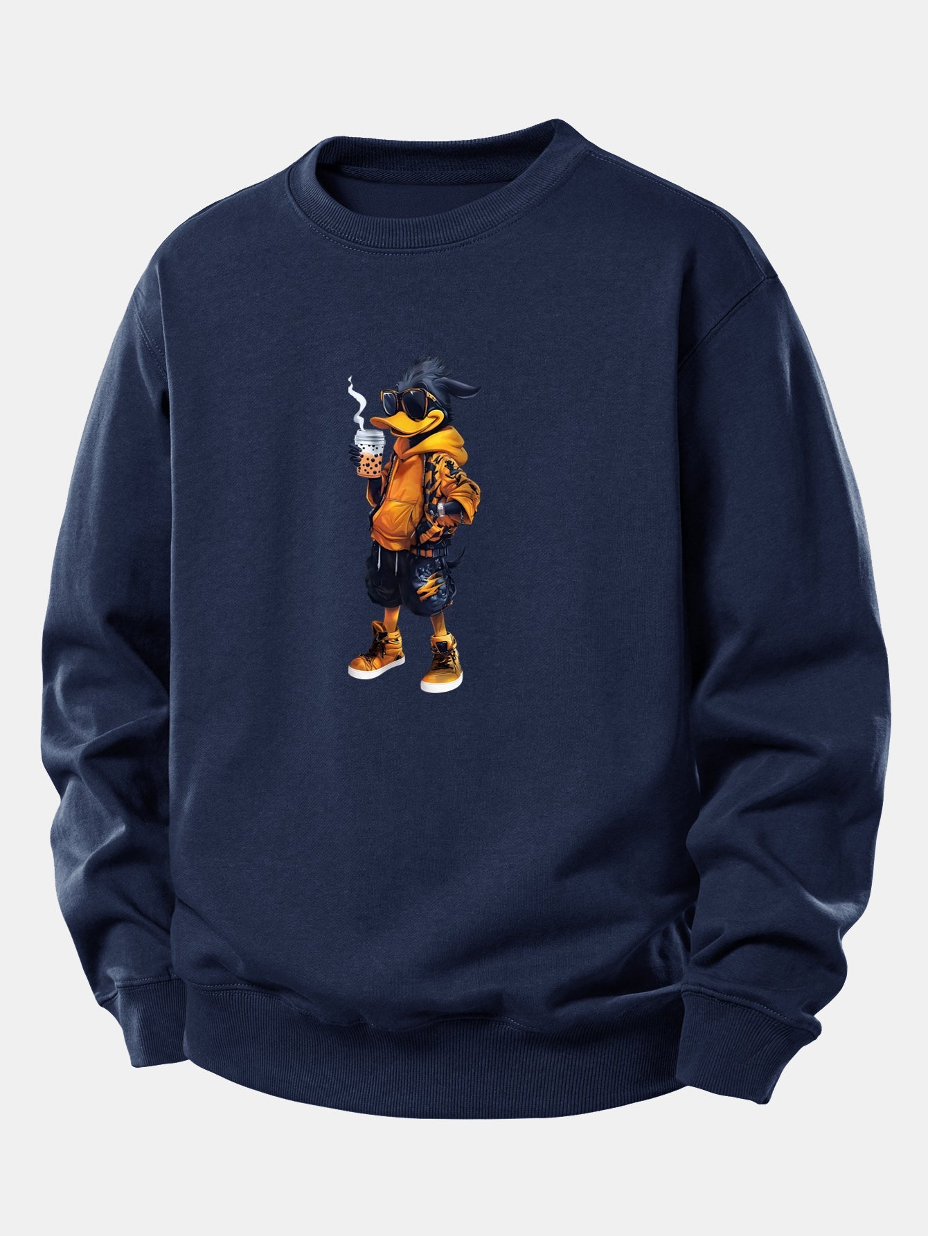 Cartoon Duck Print Relax Fit Sweatshirt