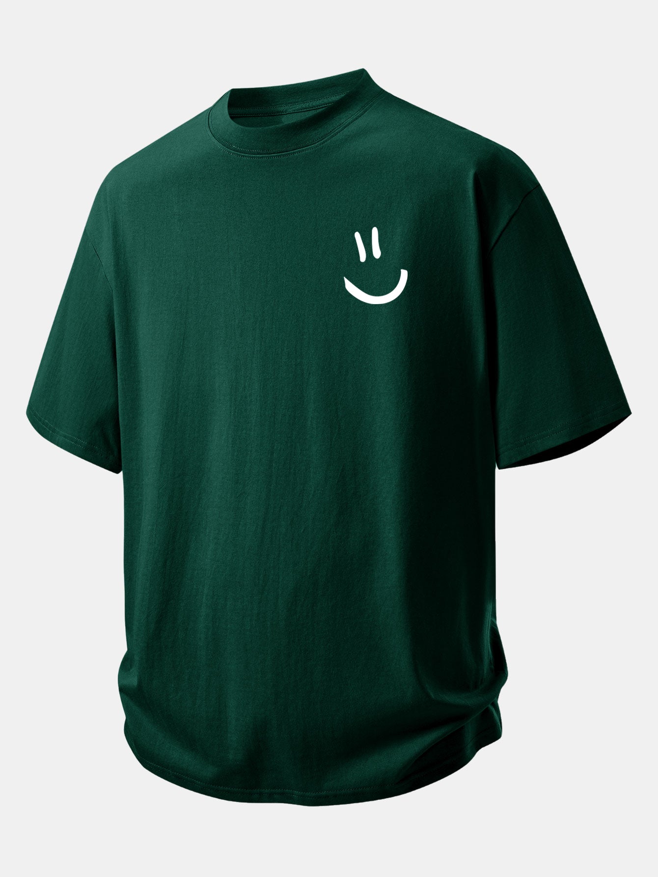 Relax Fit Smiley Face Print Cotton T-Shirt