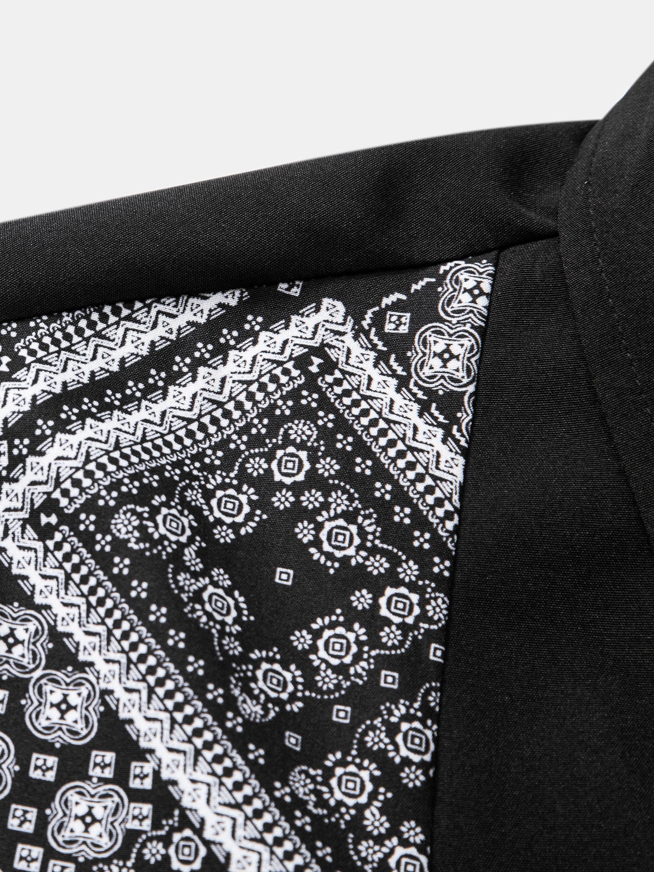 Paisley Print Patchwork Button Up Shirt