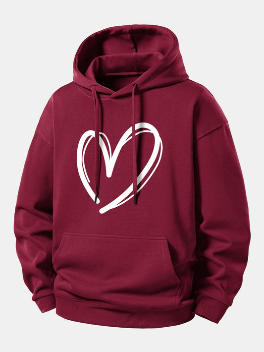 Heart Print Relax Fit Hoodie