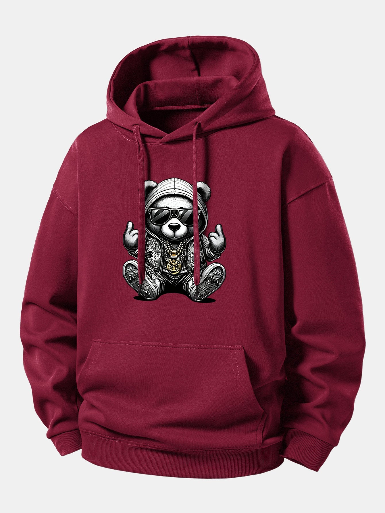 Hip Hop Bear Print Relax Fit Hoodie