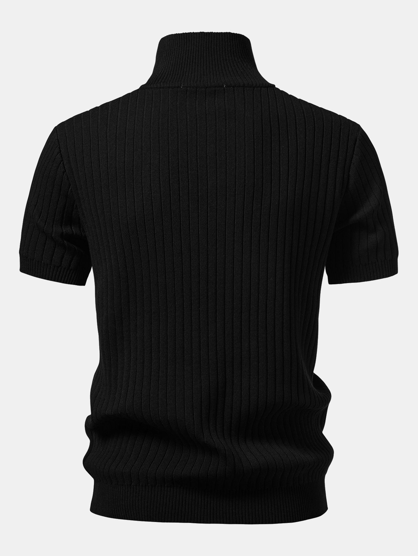Ribbed Quarter Zip Knit Polo