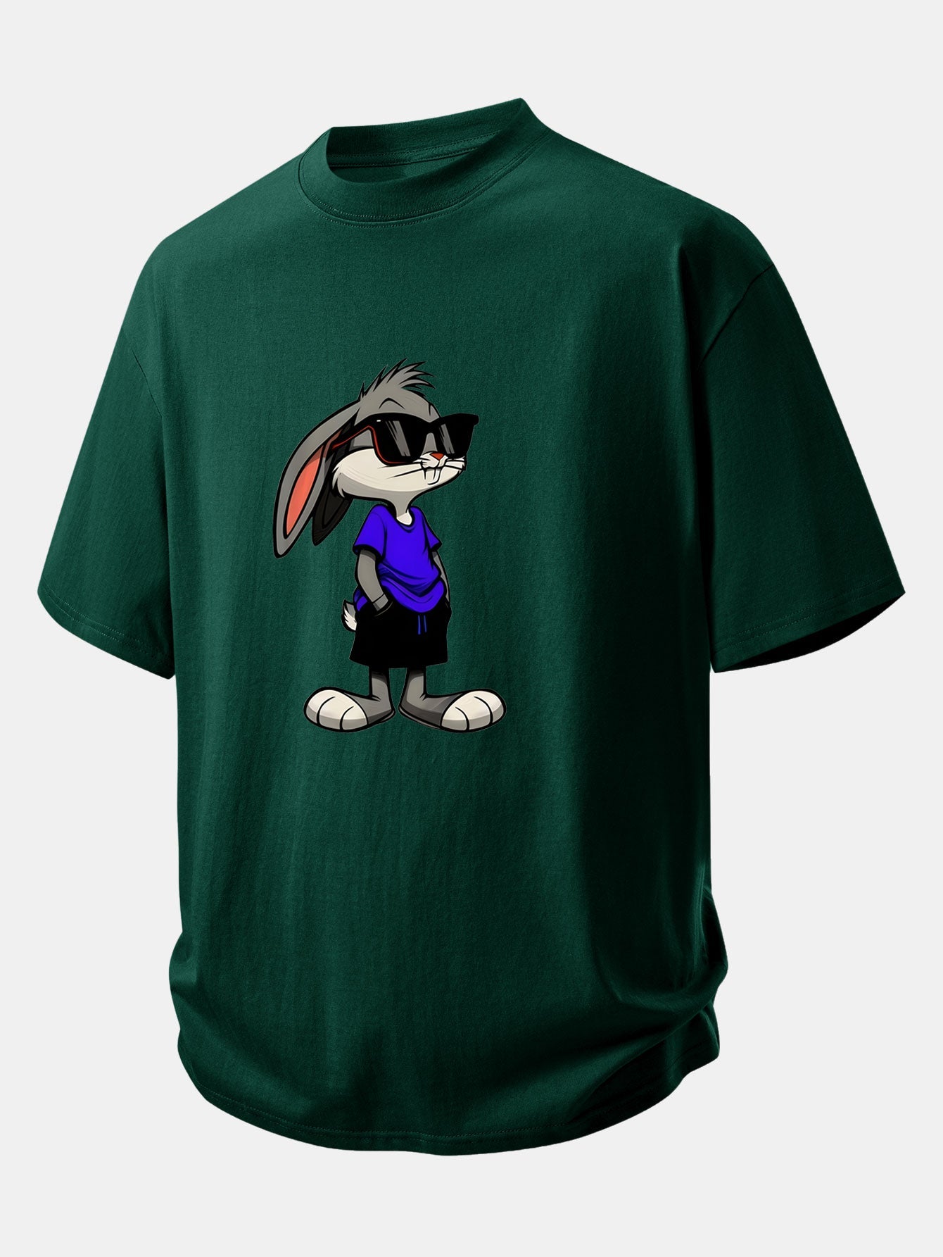 Relax Fit Sunglasses Rabbit Print Cotton T-Shirt