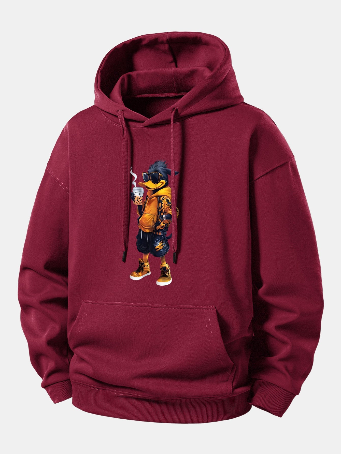 Cartoon Duck Print Relax Fit Hoodie