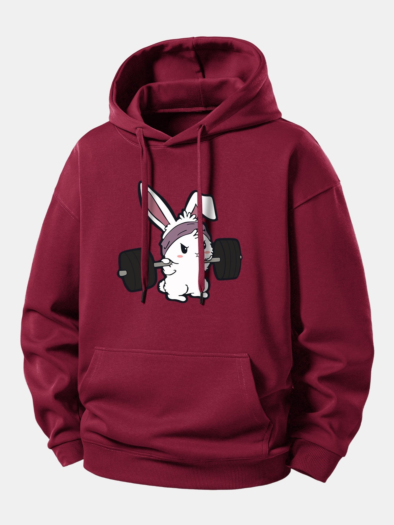 Fitness Rabbit Print Relax Fit Hoodie