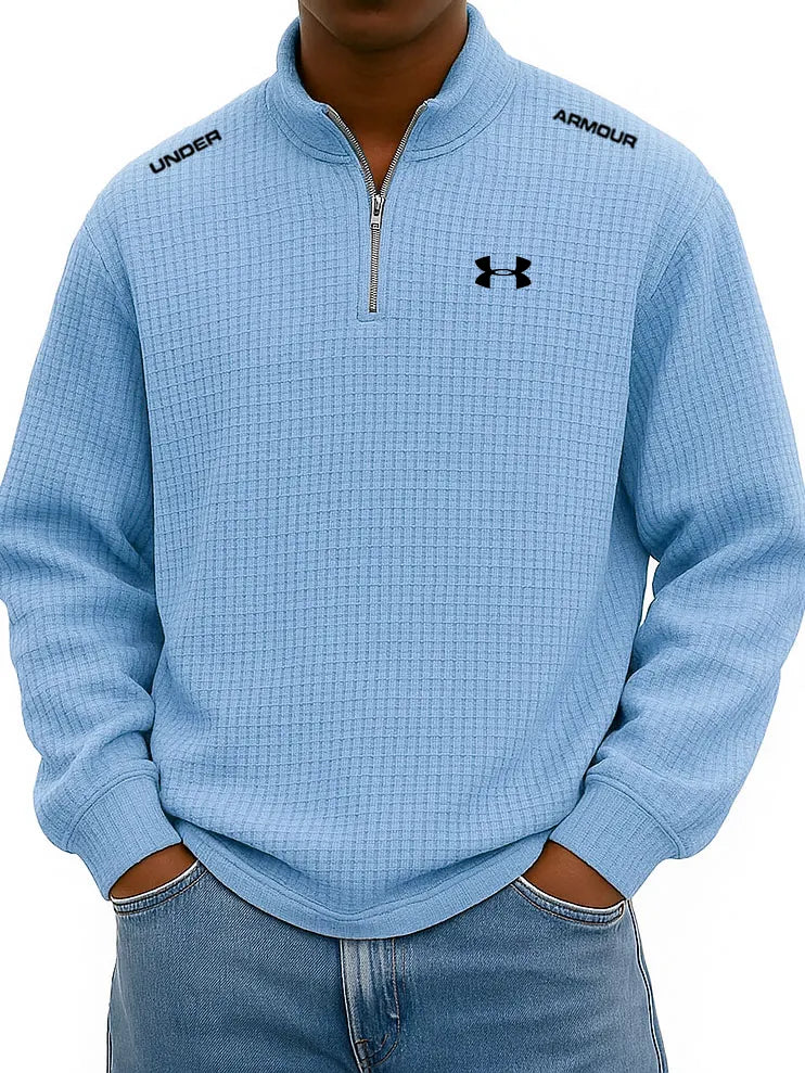 UA™  Men’s Rib-Cuff Quarter-Zip Top – Cozy Waffle Texture, Everyday Casual Fit