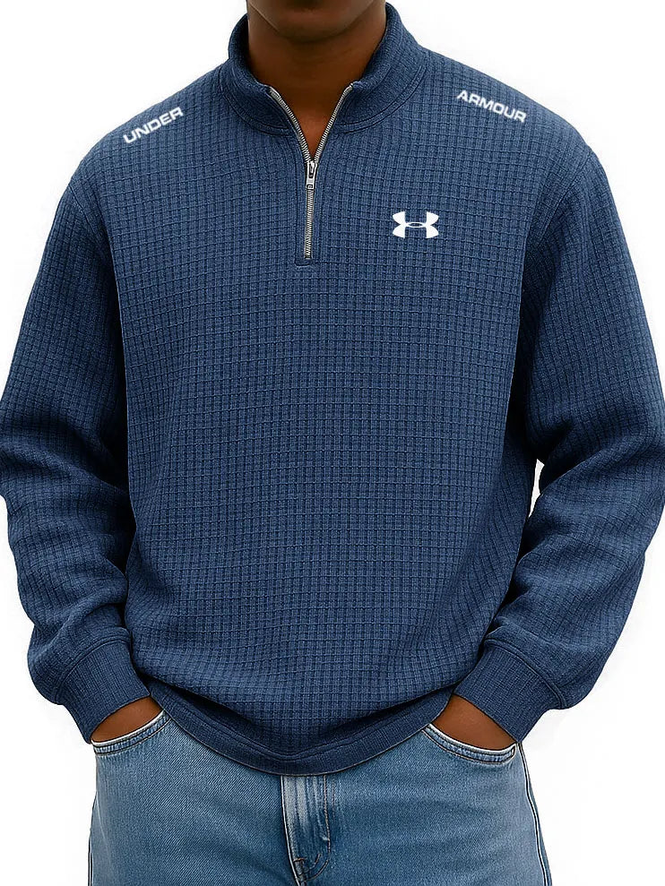 UA™  Men’s Rib-Cuff Quarter-Zip Top – Cozy Waffle Texture, Everyday Casual Fit