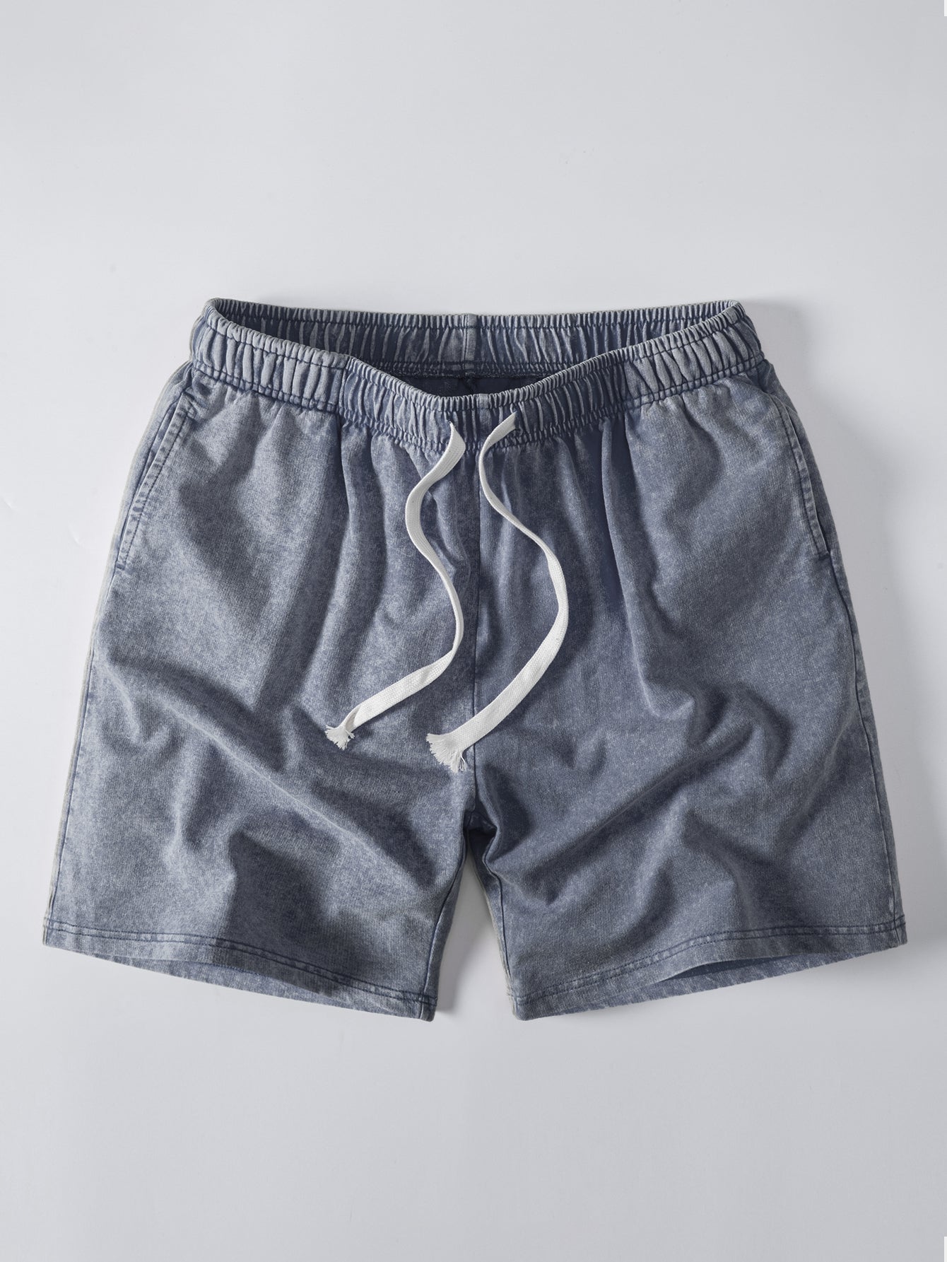 Washed Distressed Drawstring Shorts