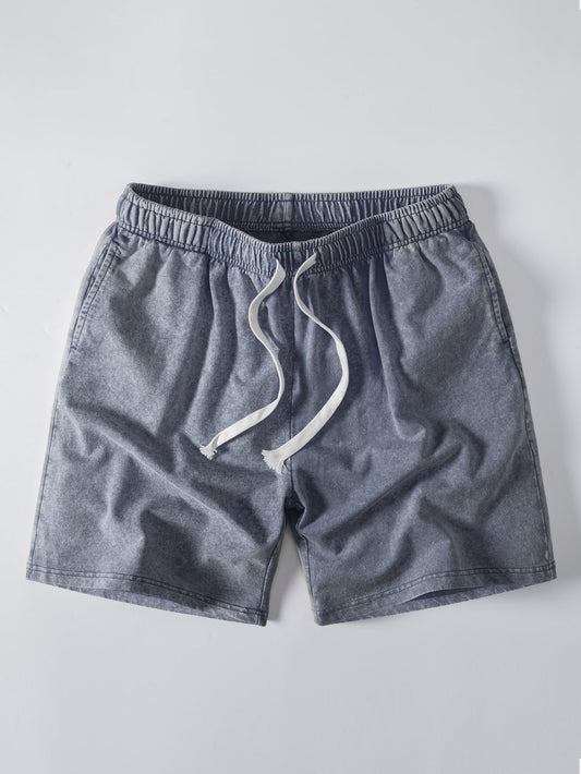 Washed Distressed Drawstring Shorts