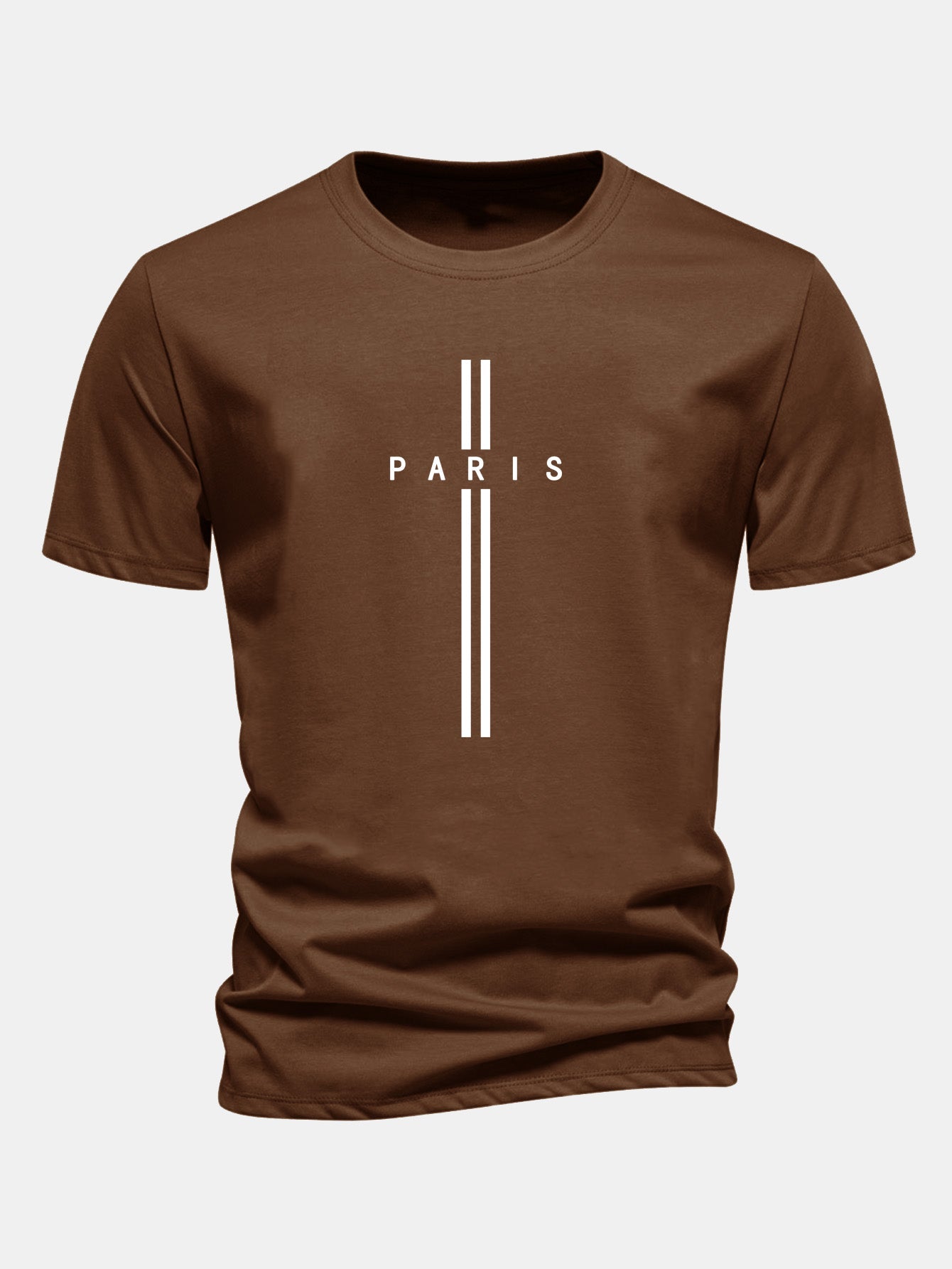 Regular Fit Paris Stripe Print Cotton T-Shirt