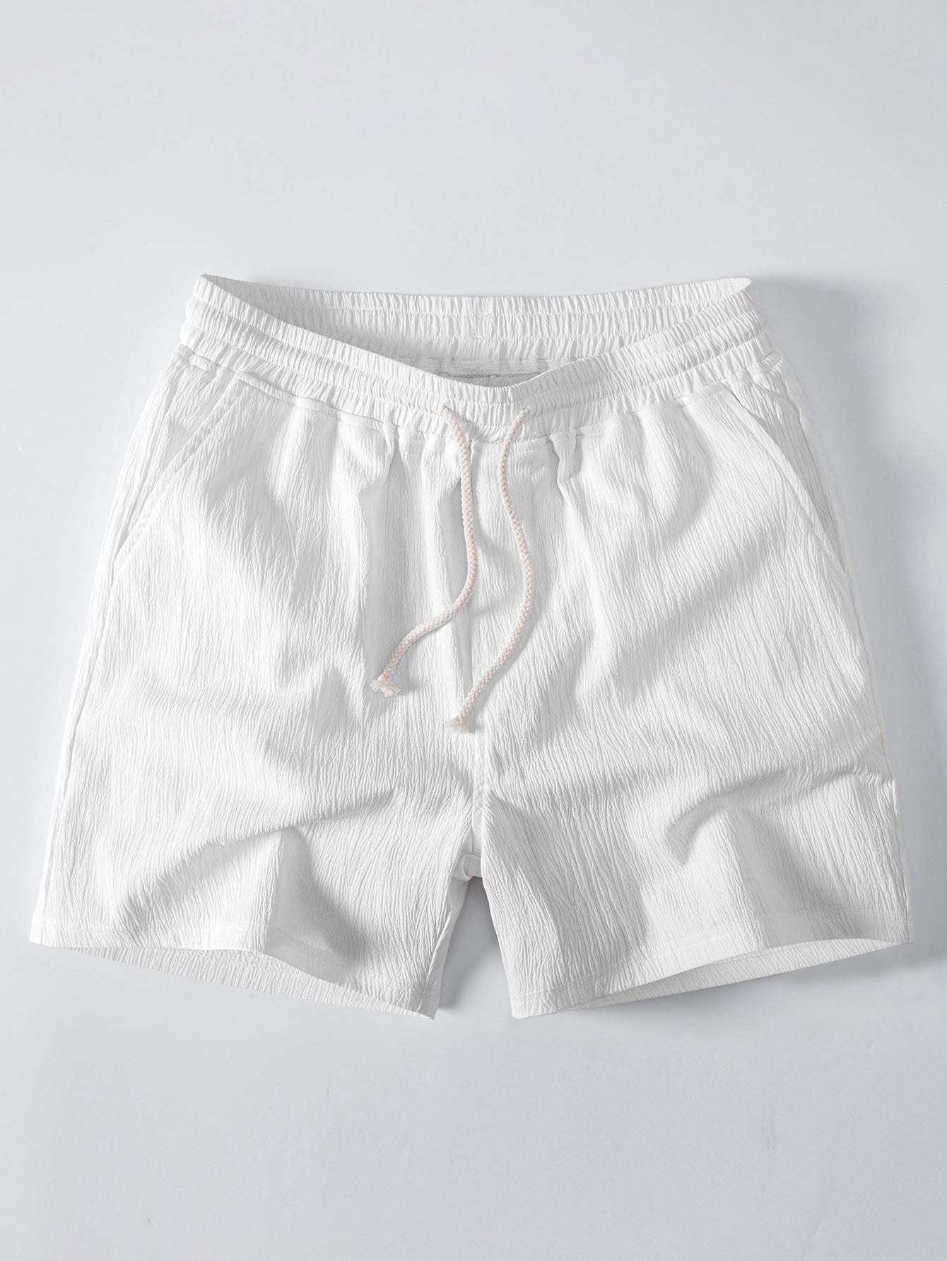 Crinkle Textured Drawstring 5" Shorts