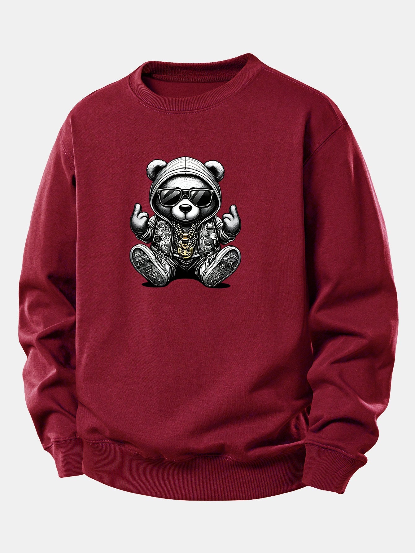 Hip Hop Bear Print Relax Fit Sweatshirt