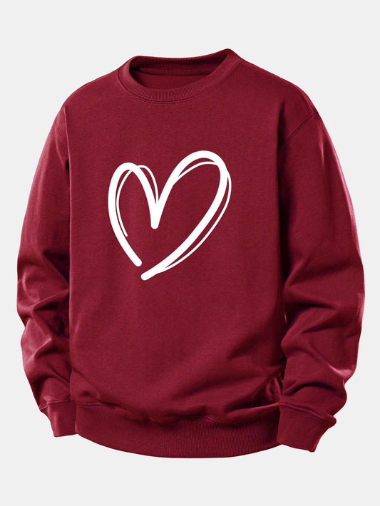 Heart Print Relax Fit Sweatshirt