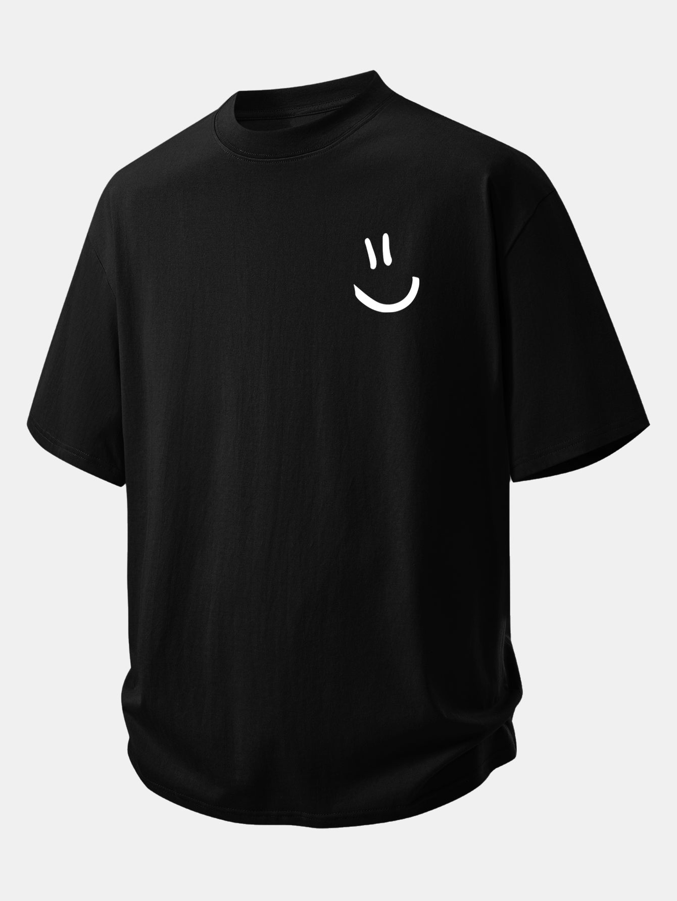 Relax Fit Smiley Face Print Cotton T-Shirt