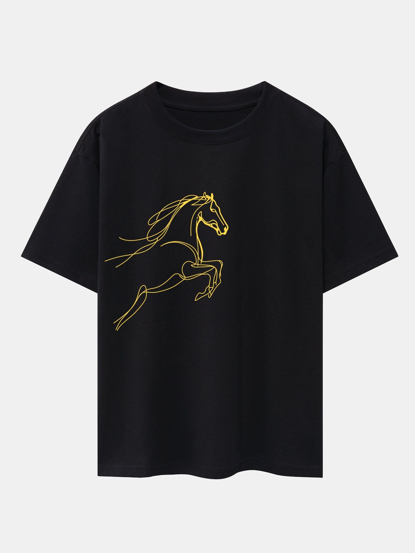 Relax Fit Year of the Horse Print Cotton T-Shirt