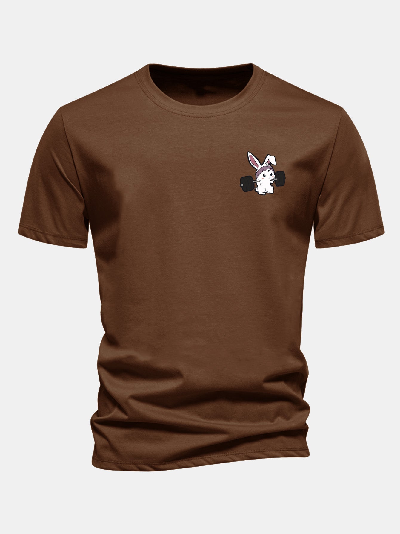 Regular Fit Fitness Rabbit Print Cotton T-Shirt
