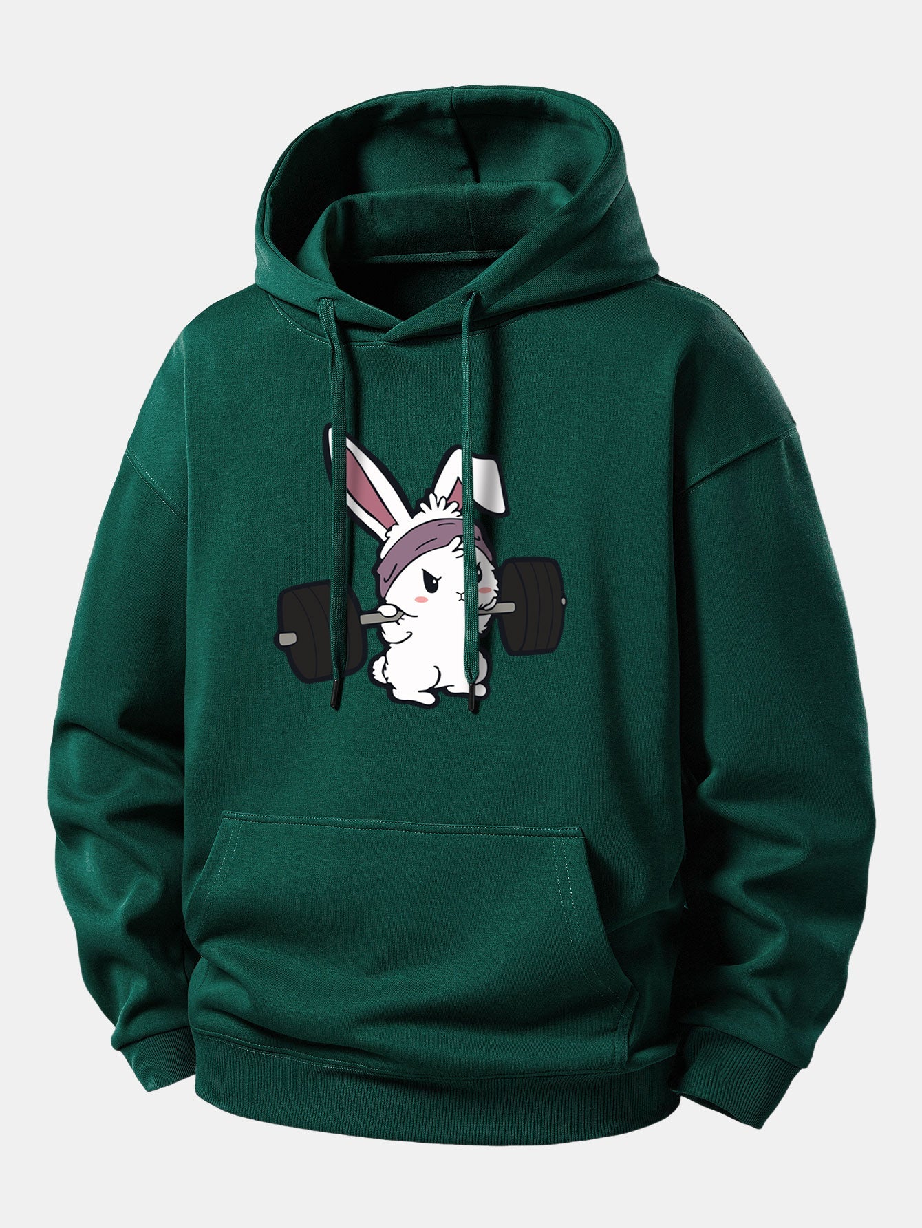 Fitness Rabbit Print Relax Fit Hoodie