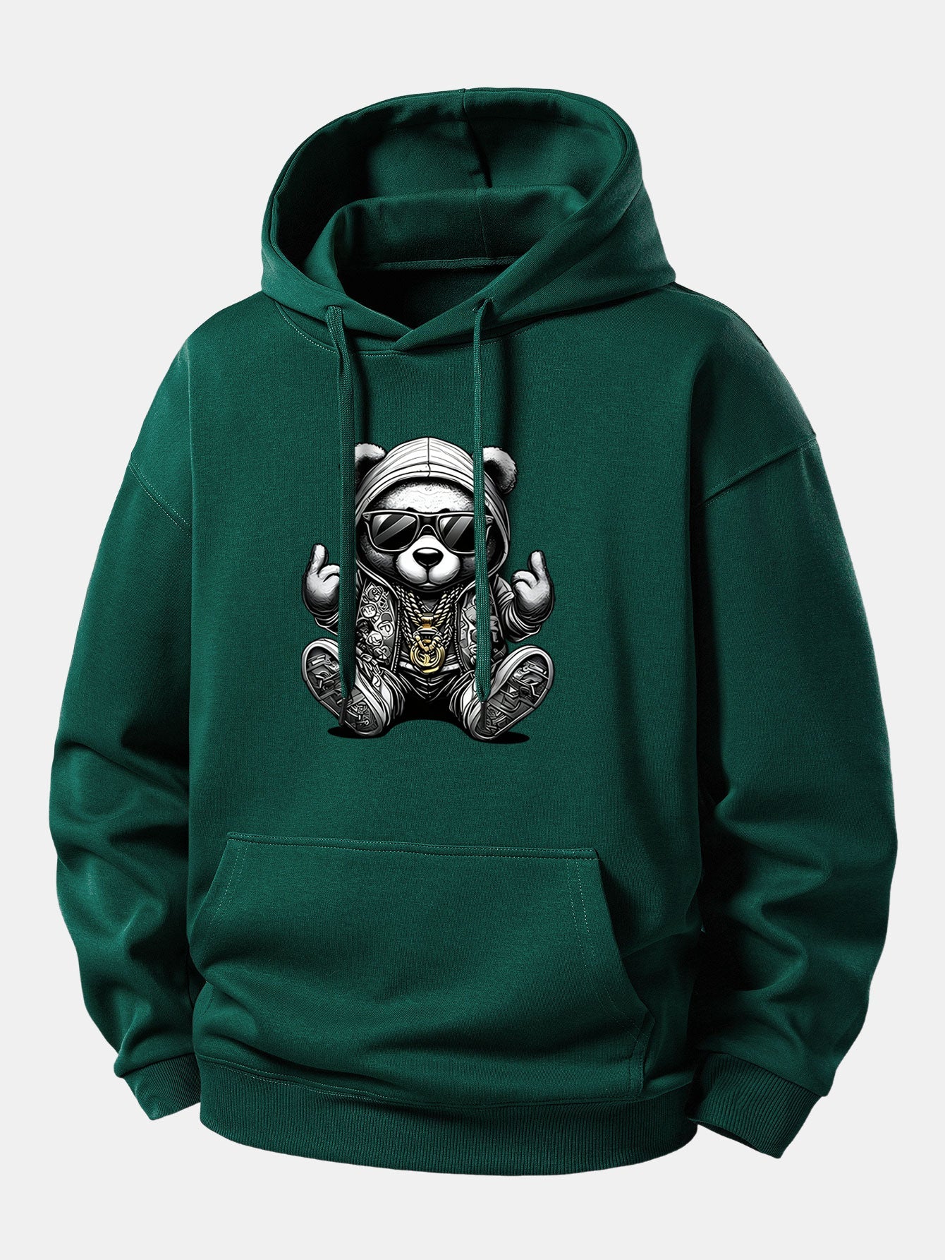 Hip Hop Bear Print Relax Fit Hoodie