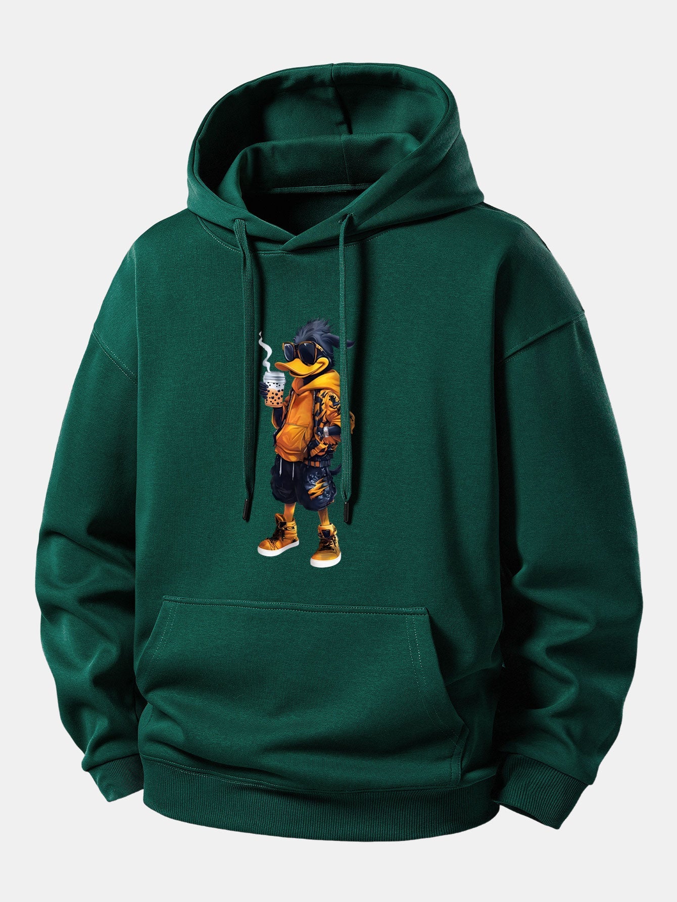 Cartoon Duck Print Relax Fit Hoodie