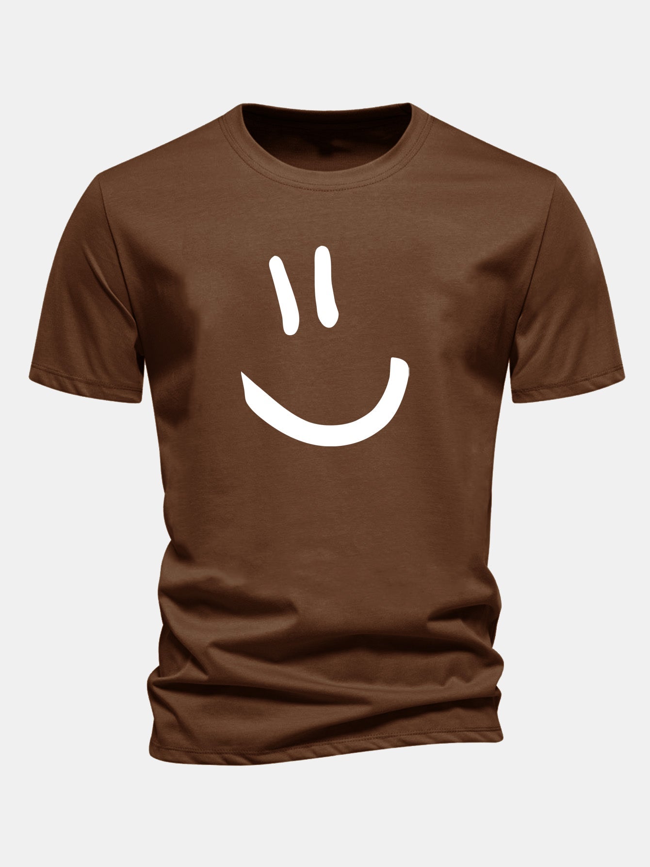Regular Fit Smiley Face Print Cotton T-Shirt