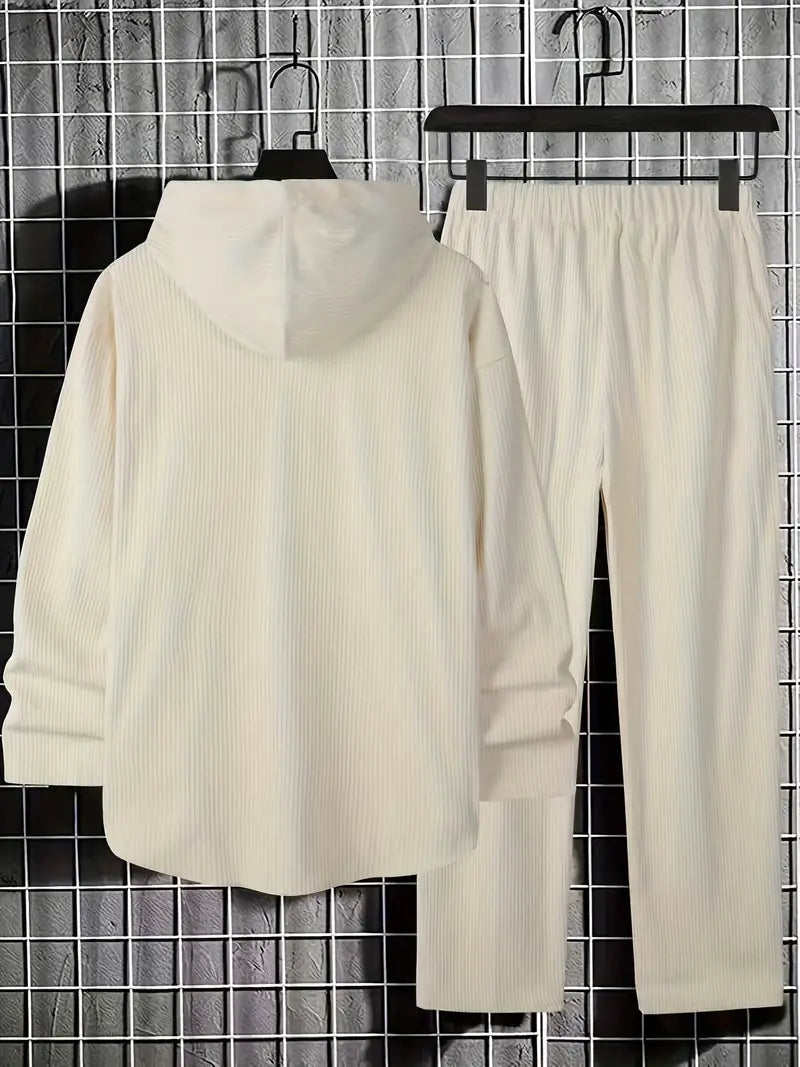 Men’s Solid Corduroy Hoodie & Jogger Set