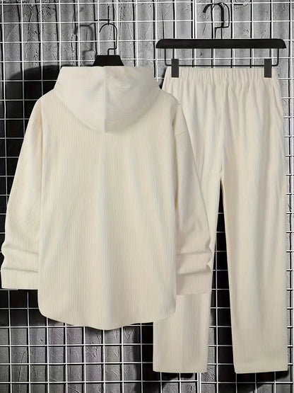 Men’s Solid Corduroy Hoodie & Jogger Set